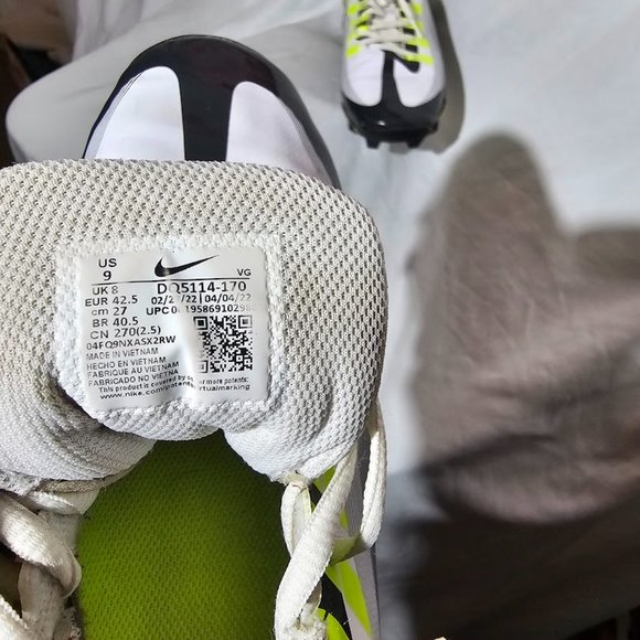 Nike Vapor Edge Shark Football Cleats White Chartreuse Yellow Men\'s 9 Fastflex